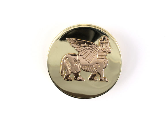 31325 - Circa 1940 Tiffany Gold Carved Sphinx Pill Box