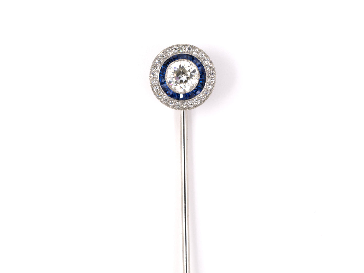 31341 - Circa 1920 Art Deco Bailey, Banks & Biddle Platinum Diamond Sapphire Stick Pin
