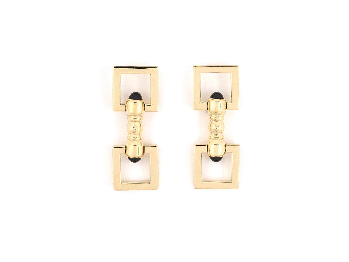 31358 - Circa 1950s Cartier Gold Cabochon Sapphire SquareCuff Links