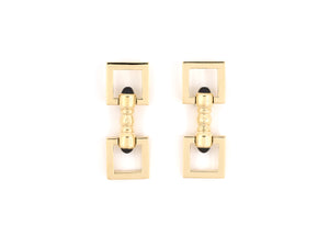 31358 - Circa 1950s Cartier Gold Cabochon Sapphire SquareCuff Links