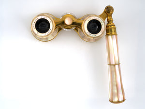 31361 - Circa 1900 Mother Of Pearl Brass Opera Glasses