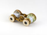 31362 - Circa 1900 Mother Of Pearl Enamel Brass Opera Glasses