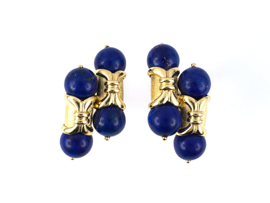 31363 - Gold Lapis By Pass Cuff Links