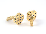 31368 - Circa 1960 Tiffany Gold Sapphire Square-Octagonal Weave Cuff Links