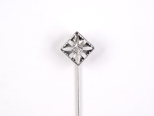 31374 - SOLD - Art Deco Gold Diamond Stick Pin