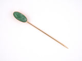 31380 - Victorian Gold Elongated Oval Jadeite Stick Pin