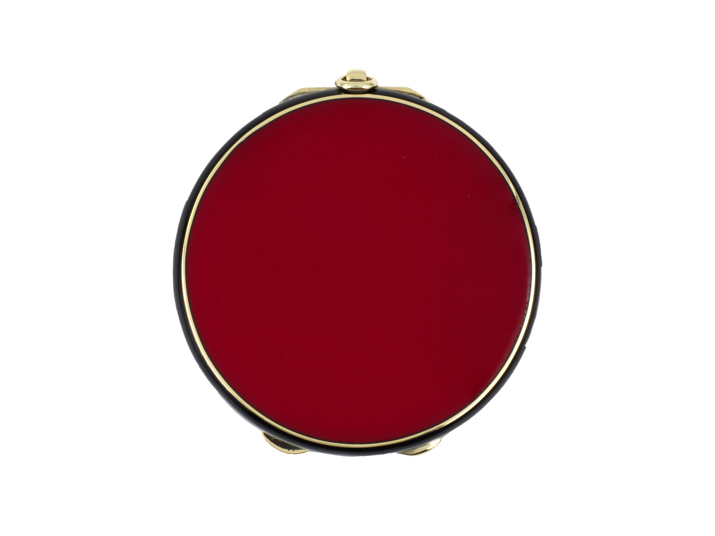 31381 - Art Deco Platinum Gold Diamond Red & Black Enamel Mirrored Round Compact