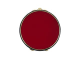 31381 - Art Deco Platinum Gold Diamond Red & Black Enamel Mirrored Round Compact