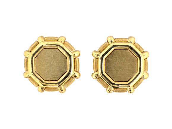 31383 - Circa 1980s Gold Octagonal Engraveable Cuff Links