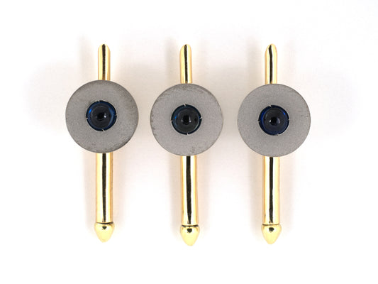 31386 - Circa 1950s Platinum Gold Sapphire 3-Piece Round Shirt Studs
