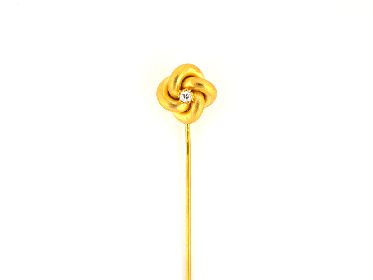 31392 - Victorian Gold Diamond Lovers Knot Stick Pin