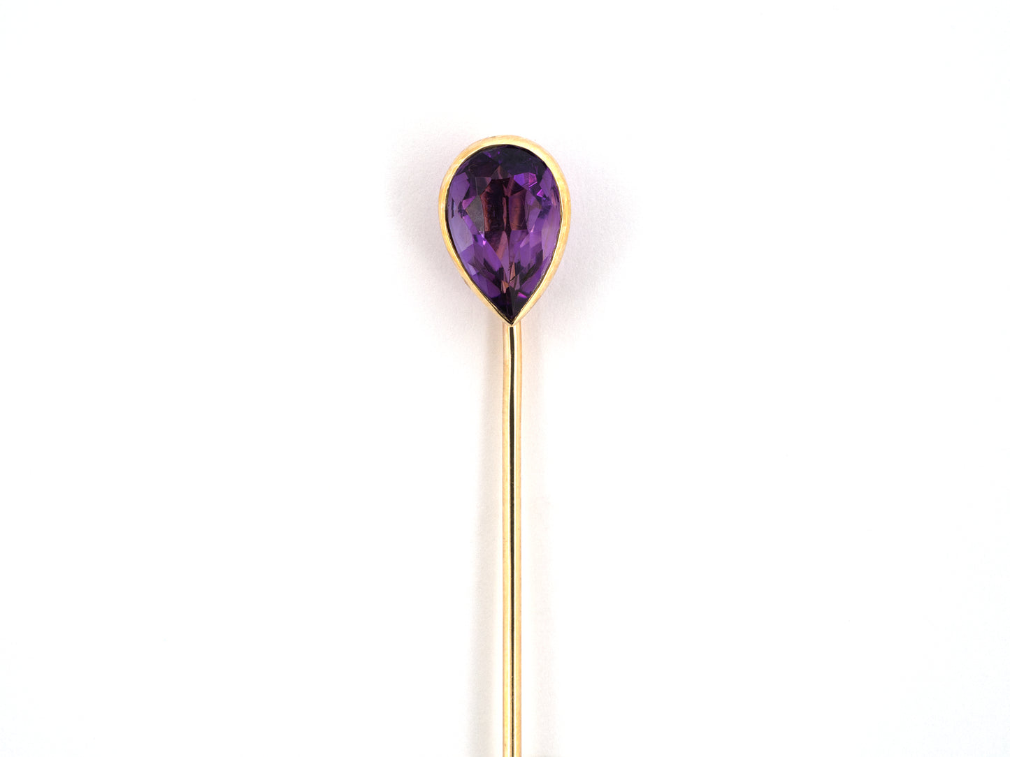 31394 - Gold Amethyst Pear Shaped Stick Pin