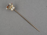 31399 - Victorian Gold Diamond Citrine Amethyst Opal Bone Crown Stick Pin