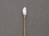 31404 - Edwardian Gold Platinum Baroque Pearl Diamond Stick Pin