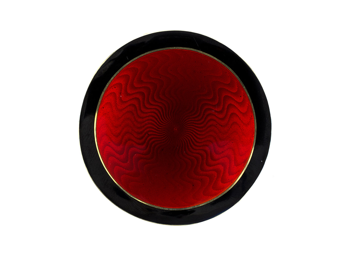 33872 - Art Deco Gold Platinum Diamond Enamel Round Mirror Compact
