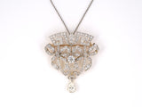 41942 - Edwardian Platinum Gold Diamond Pin Pendant Necklace