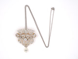 41942 - Edwardian Platinum Gold Diamond Pin Pendant Necklace