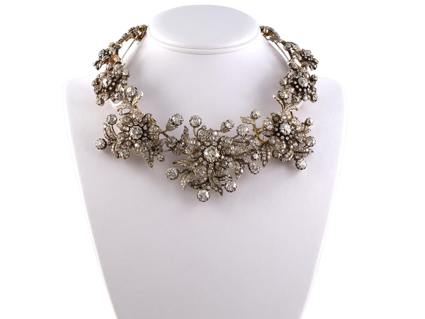 42526 - Petochi Silver Gold Diamond Flower Necklace