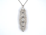 42639 - Art Deco H W Wheeler Platinum Diamond Filigree Pin Pendant Necklace