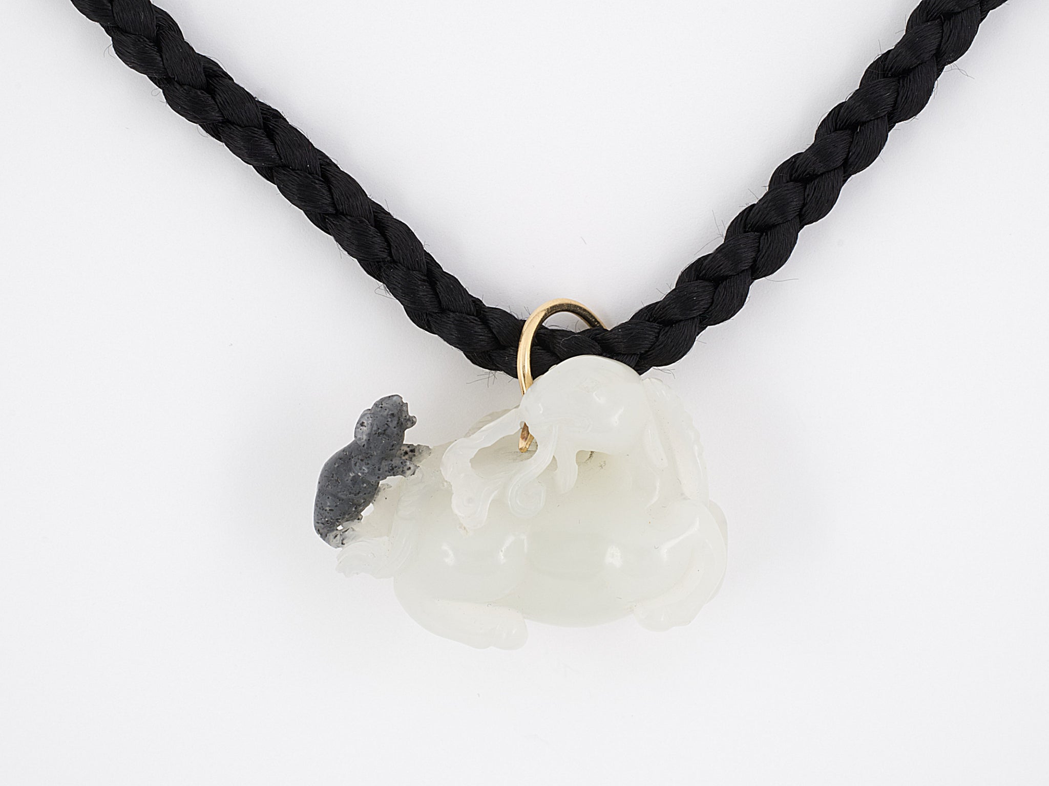 42713 - GIA Nephrite Carved Jade Rabbit Goat Pendant – Durland Co