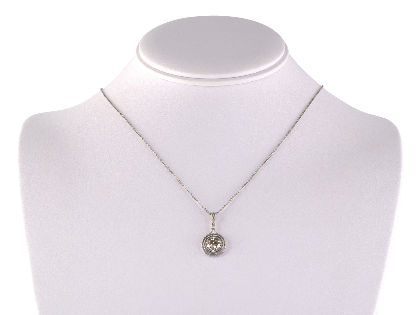 42829 - Platinum Diamond Tiered Merry Widow Pendant Necklace