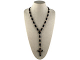 43084 - Victorian Gold Pearl Onyx Cross Pendant Necklace
