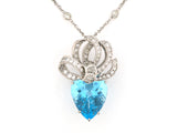 43129 - Circa 1950 Platinum Blue Topaz Diamond Pendant Necklace