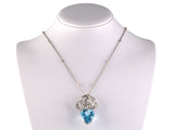 43129 - Circa 1950 Platinum Blue Topaz Diamond Pendant Necklace