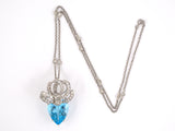 43129 - Circa 1950 Platinum Blue Topaz Diamond Pendant Necklace