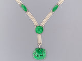 43168 - SOLD - Crica 1915 Edwardian Platinum Pearl GIA Jadeite Sautoir Necklace