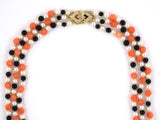 43372 - Gold Diamond Coral Pearl Onyx Necklace