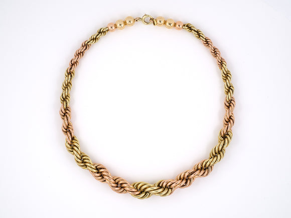 43430 - SOLD - Retro Gold Twist Rope Necklace