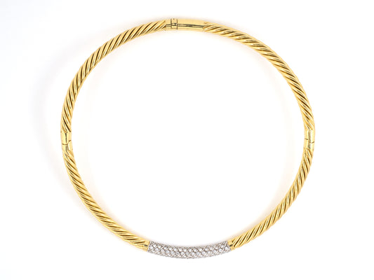 43436 - Gold Diamond Twist Choker Necklace