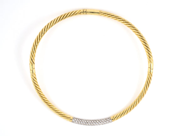 43436 - Gold Diamond Twist Choker Necklace