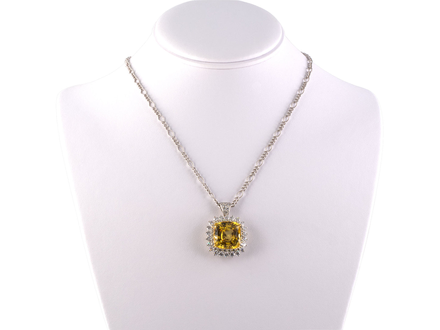 43439 - Platinum AGL Yellow Sapphire Diamond Pendant