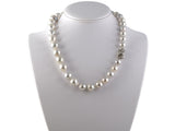 43568 - SOLD - Platinum Silver Diamond Baroque Pearl Necklace