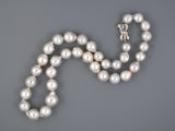 43568 - SOLD - Platinum Silver Diamond Baroque Pearl Necklace