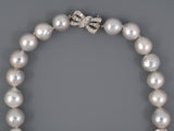 43568 - SOLD - Platinum Silver Diamond Baroque Pearl Necklace