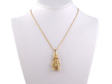 43652 - Gold Sapphire Emerald Ruby Articulated Clown Pendant Necklace