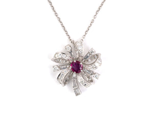 43728 - SOLD - Platinum AGL Burma Ruby Diamond Pendant