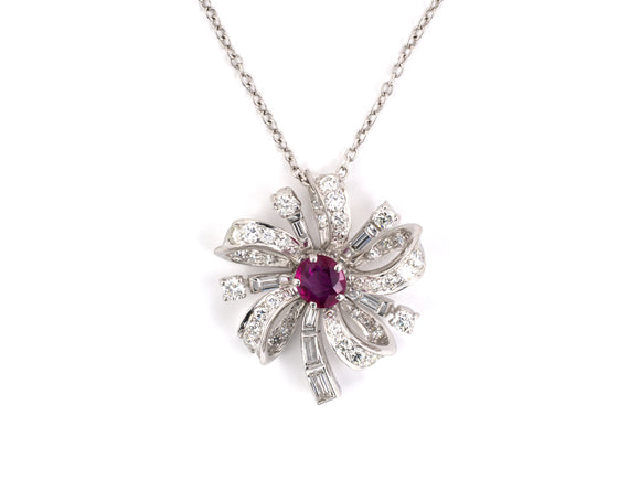 43728 - SOLD - Platinum AGL Burma Ruby Diamond Pendant