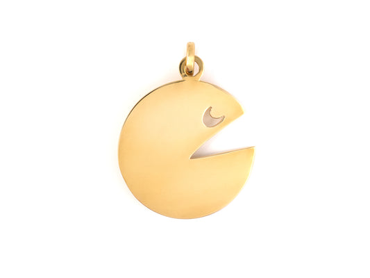 43738 - Circa 1980s Gold Pac Man Pendant Necklace