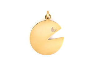 43738 - Circa 1980s Gold Pac Man Pendant Necklace