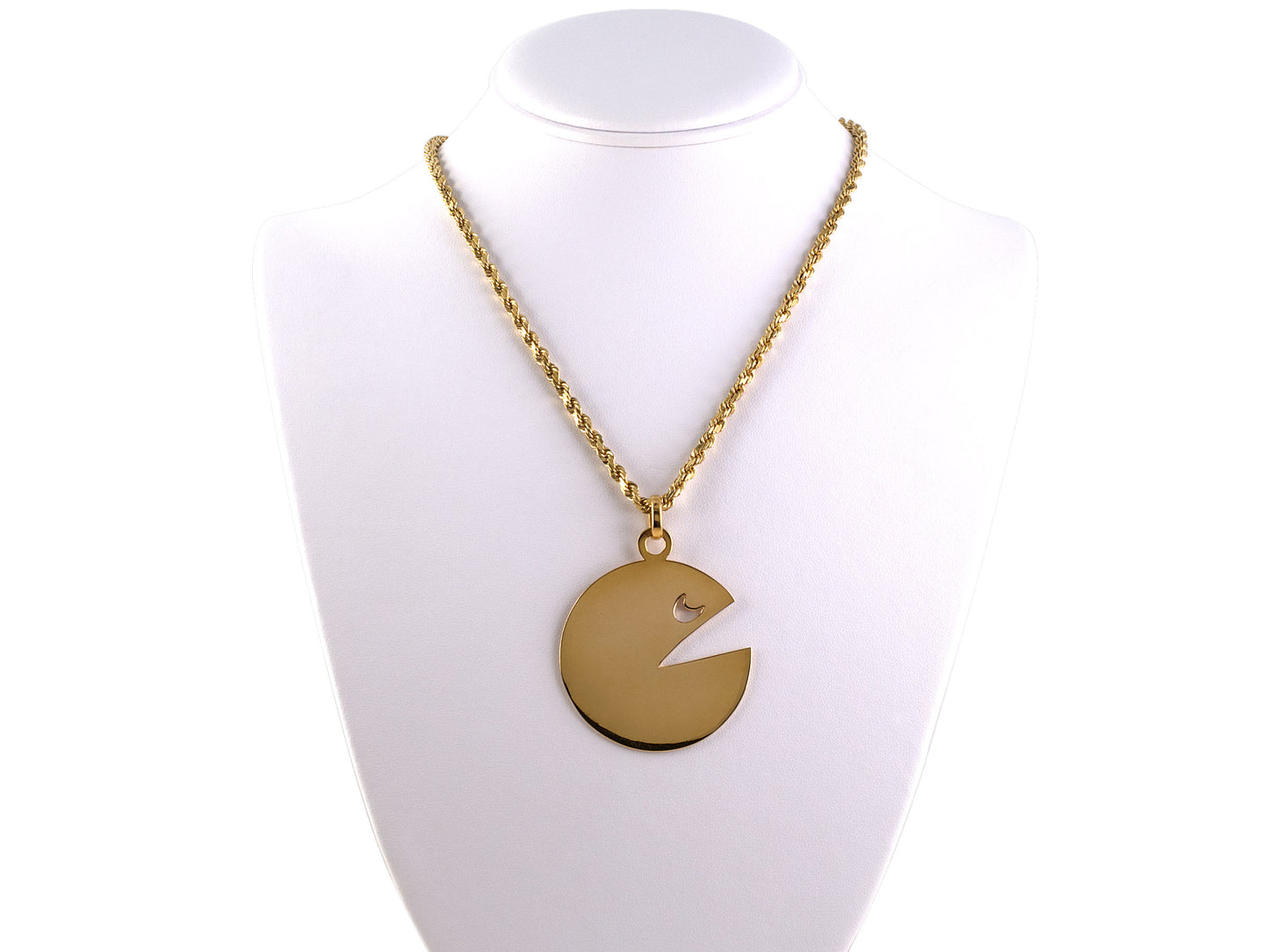 43738 - Circa 1980s Gold Pac Man Pendant Necklace