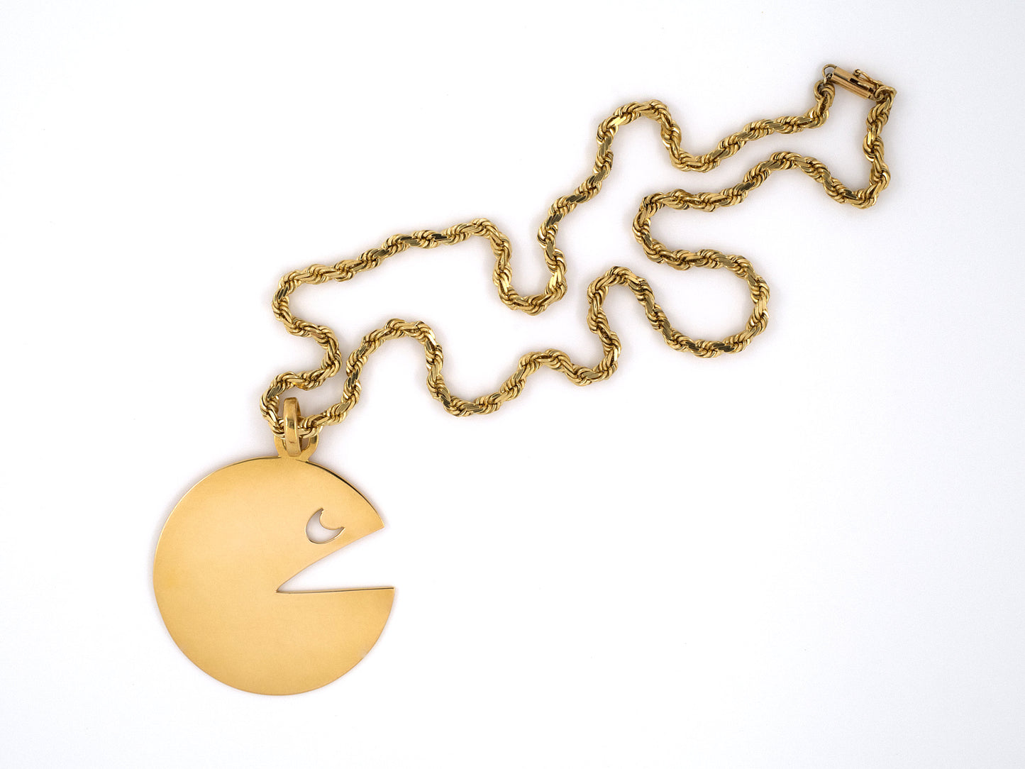 43738 - Circa 1980s Gold Pac Man Pendant Necklace