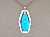 43852 - Gold Turquoise Diamond  White Enamel Pendant