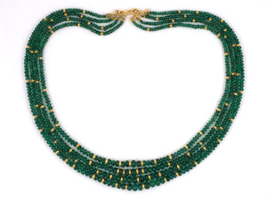 43943 - SOLD - Gold Emerald Bead Sabi Rondel Necklace