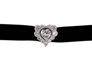 43991 - Circa 1950 Platinum Diamond Heart Shape Choker Necklace