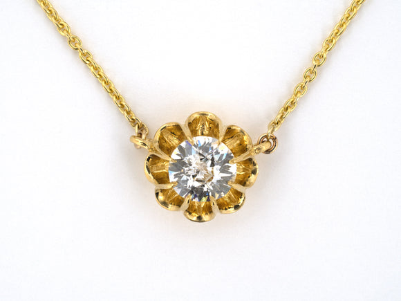 44161 - Gold Diamond 8-Prong Scalloped Solitaire Pendant