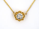 44161 - Gold Diamond 8-Prong Scalloped Solitaire Pendant